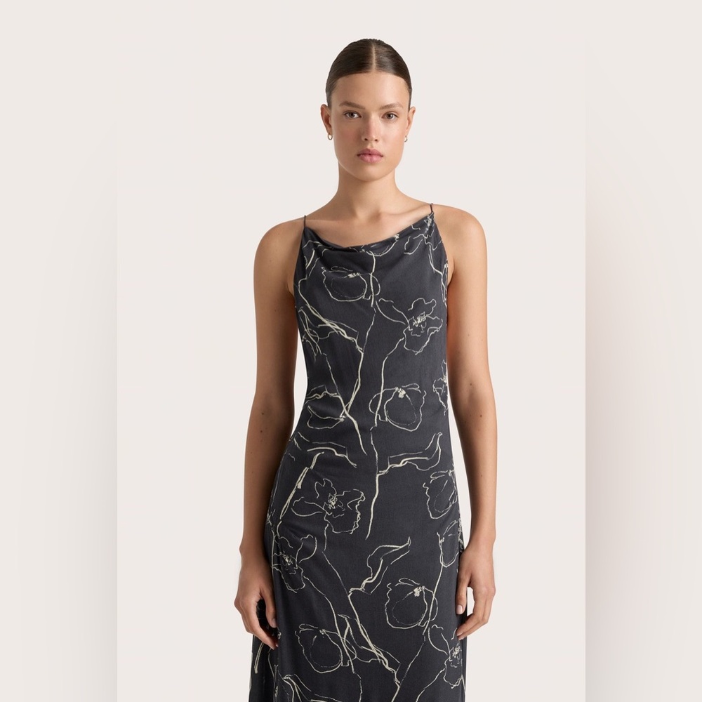 Faithfull Aurelie Backless Maxi Dress Calla Charred Navy